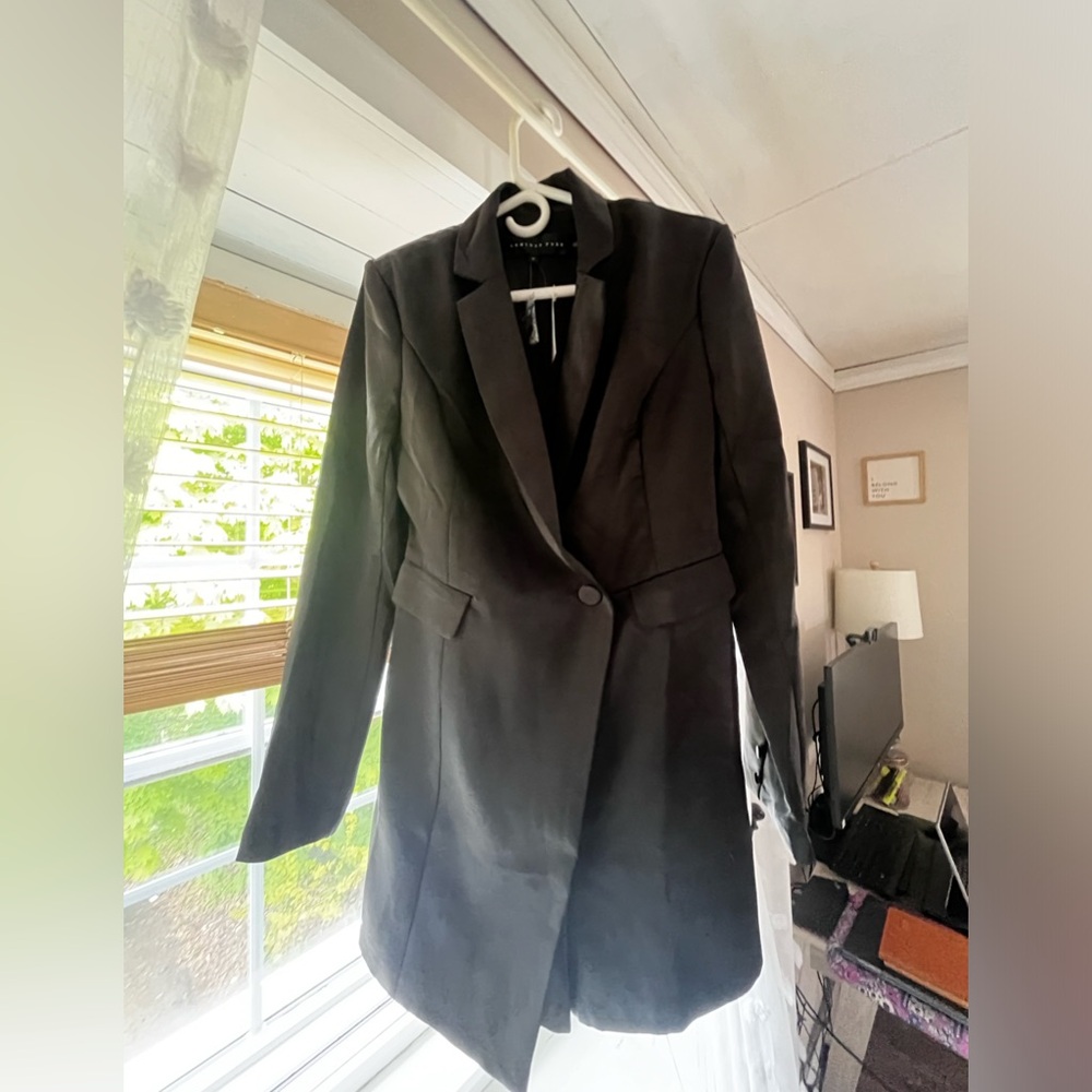 NY & Co. black silk blazer dress
